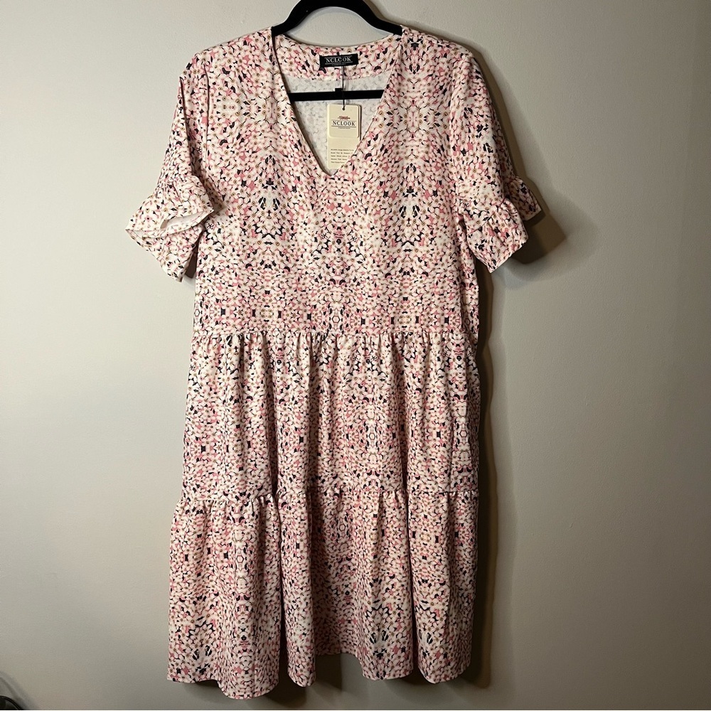 Women’s NC look pink babydoll layered dress size medium M